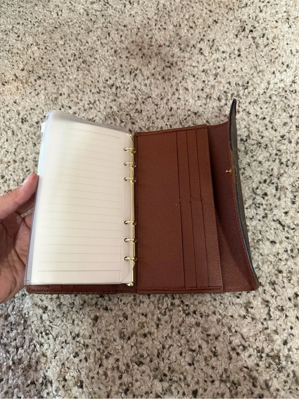 Authentic Louis Vuitton Wallet turned into a 6 ring Planner/Pocket Notebook